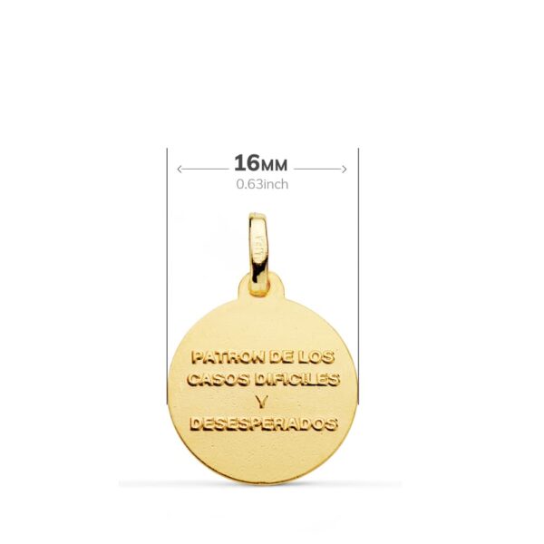 18K MEDALLA ORO AMARILLO SAN JUDAS TADEO TALLA BISEL 16 MM - Imagen 2
