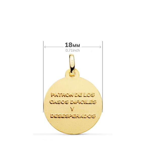 18K MEDALLA ORO AMARILLO SAN JUDAS TADEO EN BRILLO 16 MM - Imagen 2