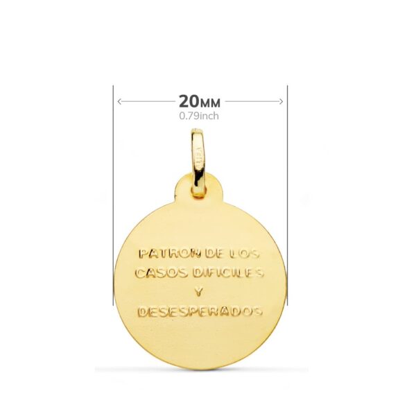 18K MEDALLA ORO AMARILLO SAN JUDAS TADEO TALLA CRUZADA 20 MM - Imagen 2