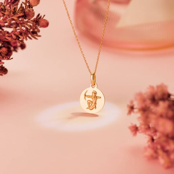 18K MEDALLA ORO AMARILLO HOROSCOPO ORO AMARILLO ORO AMARILLO SAGITARIO MATIZADA 13 MM - Imagen 2