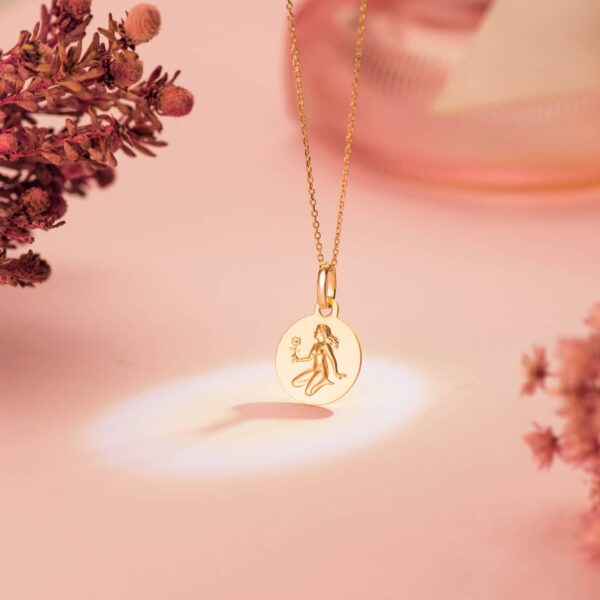 18K MEDALLA ORO AMARILLO HOROSCOPO ORO AMARILLO ORO AMARILLO VIRGO MATIZADA 13 MM - Imagen 2