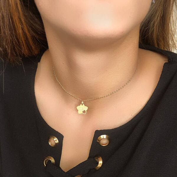 18K COLGANTE ORO AMARILLO FLOR TE QUIERO MAMA CON CORAZON CALADO 15X14 MM - Imagen 2