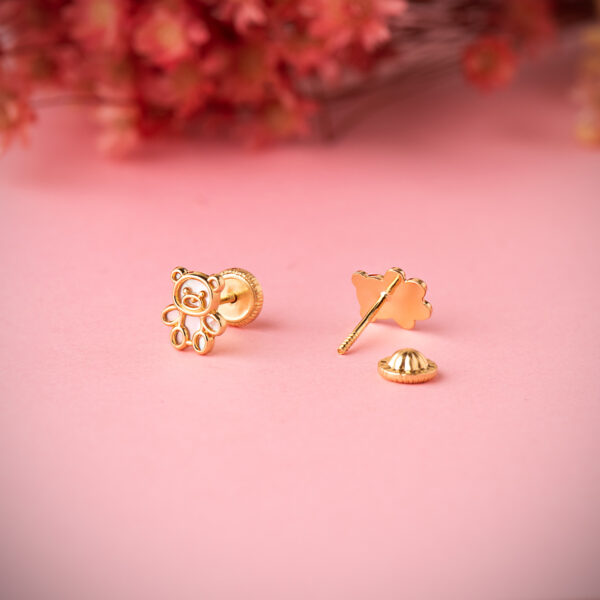18K PENDIENTES ORO AMARILLO OSITO SILUETA INTERIOR NACAR 7 X 6 MM. CIERRE TUERCA - Imagen 2