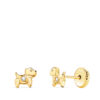 18K PENDIENTES ORO AMARILLO PERROS CON CIRCONITA 5 X 4,5 MM. CIERRE TUERCA
