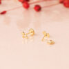 18K PENDIENTES ORO AMARILLO PERROS CON CIRCONITA 5 X 4,5 MM. CIERRE TUERCA - Imagen 2