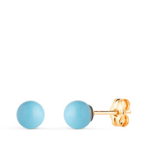 18K PENDIENTES ORO AMARILLO TURQUESA CON CASQUILLA. MEDIDA: 5 MM. CIERRE PRESION
