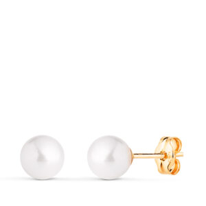 18K PENDIENTES ORO AMARILLO PERLA CON CASQUILLA. MEDIDA: 6 MM. CIERRE PRESION