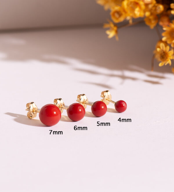 18K PENDIENTES ORO AMARILLO CORAL CON CASQUILLA. MEDIDA: 6 MM. CIERRE PRESION - Imagen 2