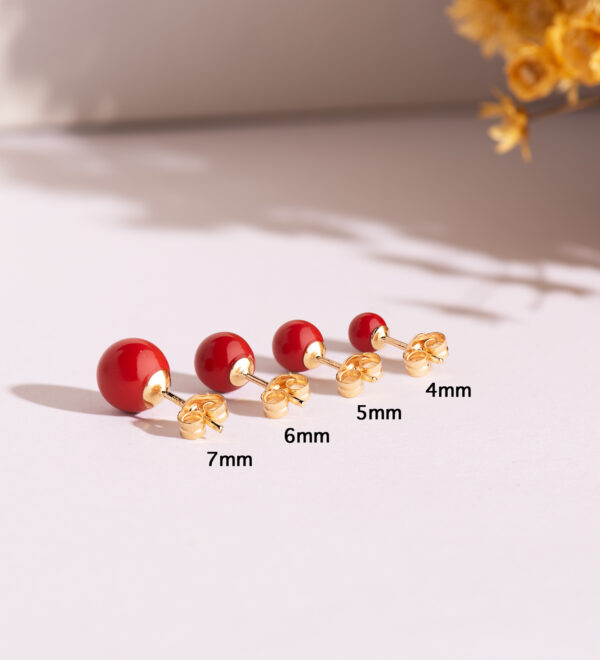 18K PENDIENTES ORO AMARILLO CORAL CON CASQUILLA. MEDIDA: 6 MM. CIERRE PRESION - Imagen 3