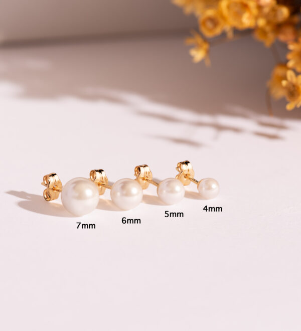 18K PENDIENTES ORO AMARILLO PERLA CON CASQUILLA. MEDIDA: 7 MM. CIERRE PRESION - Imagen 2