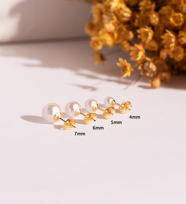 18K PENDIENTES ORO AMARILLO PERLA CON CASQUILLA. MEDIDA: 7 MM. CIERRE PRESION - Imagen 3