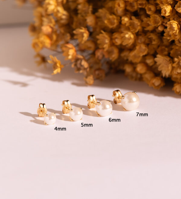 18K PENDIENTES ORO AMARILLO PERLAS CON 4 GARRAS. MEDIDA: 7 MM. CIERRE PRESION - Imagen 2