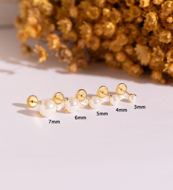 18K PENDIENTES ORO AMARILLO PERLA CON 4 GARRAS. MEDIDA: 6 MM. CIERRE TUERCA - Imagen 2