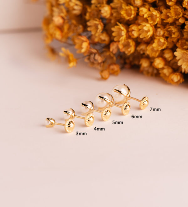 18K PENDIENTES ORO AMARILLO PERLA CON 4 GARRAS. MEDIDA: 6 MM. CIERRE TUERCA - Imagen 3