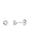 18K PENDIENTES ORO BLANCO 4 GARRAS CON CIRCONITA. ANCHO: 4 MM CIERRE TUERCA