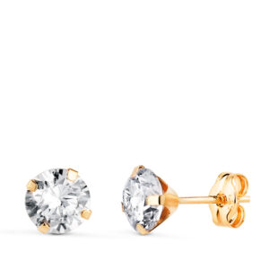 18K PENDIENTES ORO AMARILLO 4 GARRAS CON CIRCONITA. ANCHO: 6 MM CIERRE PRESION