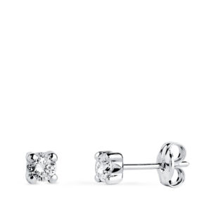 18K PENDIENTES ORO BLANCO CIRCONITA 3MM CON 4 GARRAS. ANCHO: 3,5 MM. CIERRE PRESION