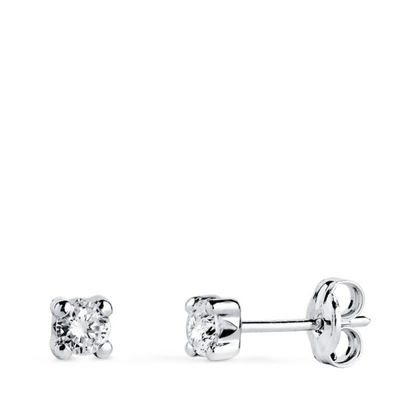 18K PENDIENTES ORO BLANCO CIRCONITA 3MM CON 4 GARRAS. ANCHO: 3,5 MM. CIERRE PRESION