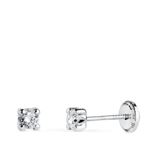 18K PENDIENTES ORO BLANCO CIRCONITA 3MM CON 4 GARRAS. ANCHO: 3,5 MM. CIERRE TUERCA