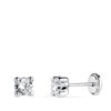 18K PENDIENTES ORO BLANCO CIRCONITA 4MM CON 4 GARRAS. ANCHO: 4,5 MM. CIERRE TUERCA