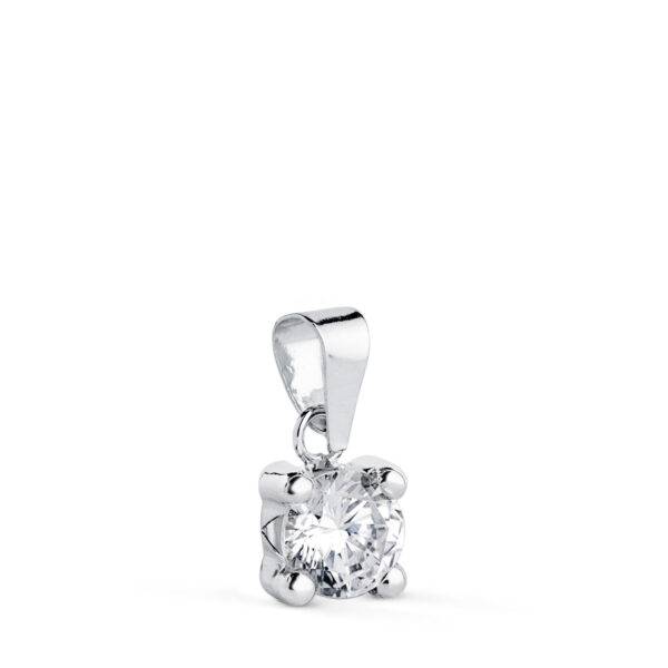 18K COLGANTE ORO BLANCO CON CIRCONITA 5MM CON 4 GARRAS. ANCHO: 5,5 MM.