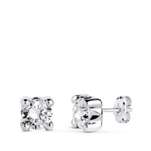18K PENDIENTES ORO BLANCO CIRCONITA 5MM CON 4 GARRAS. ANCHO: 5,5 MM. CIERRE PRESION