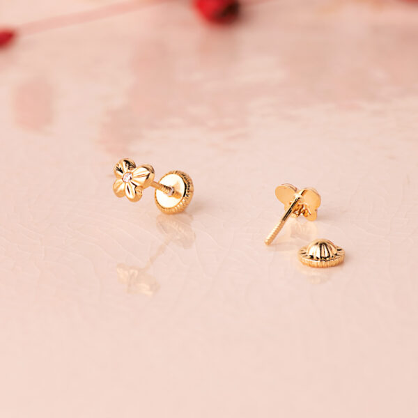 18K PENDIENTES ORO AMARILLO MARIPOSA CON CIRCONITA 5,5 X 4 MM. CIERRE TUERCA - Imagen 2