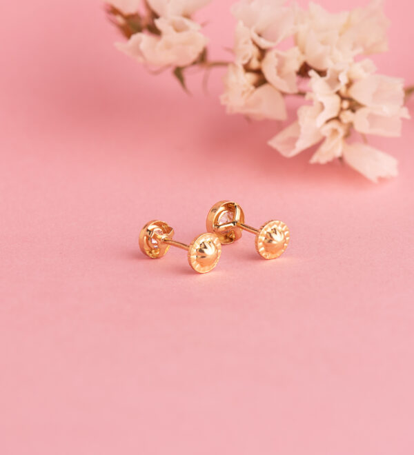 18K PENDIENTES ORO AMARILLO REDONDO CONCAVO CON CIRCONITA. ANCHO: 5 MM. CIERRE TUERCA - Imagen 3