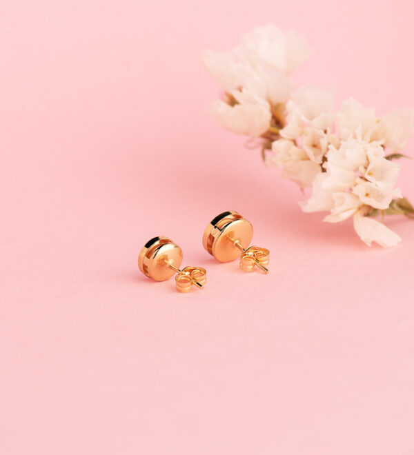 18K PENDIENTES ORO AMARILLO REDONDO CONCAVO CON CIRCONITA. ANCHO: 7 MM. CIERRE PRESION - Imagen 3