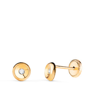 18K PENDIENTES ORO AMARILLO REDONDOS CON CIRCONITA. MEDIDA: 5 MM. CIERRE TUERCA