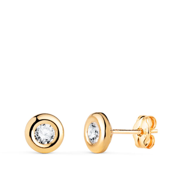 18K PENDIENTES ORO AMARILLO CHATON CON CIRCONITA. MEDIDA: 5,5MM. CIERRE PRESION