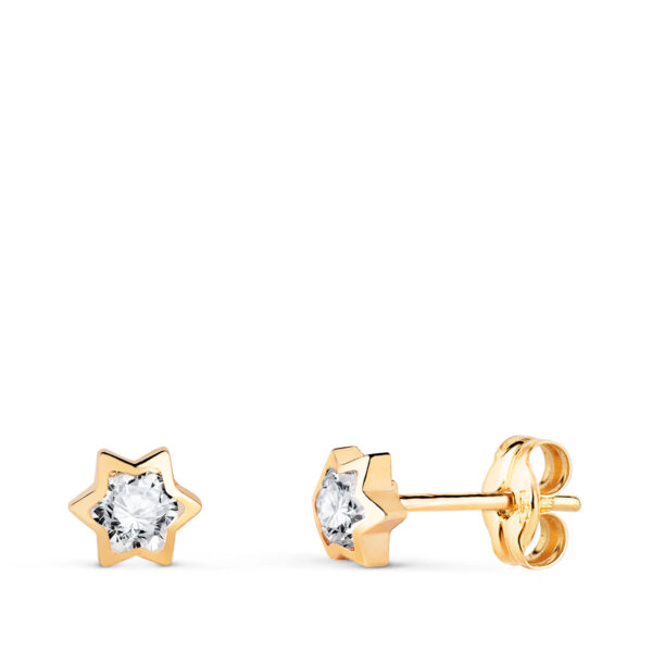 18K PENDIENTES ORO AMARILLO ESTRELLA CON CIRCONITA. MEDIDA: 4,5 X 4 MM. CIERRE PRESION