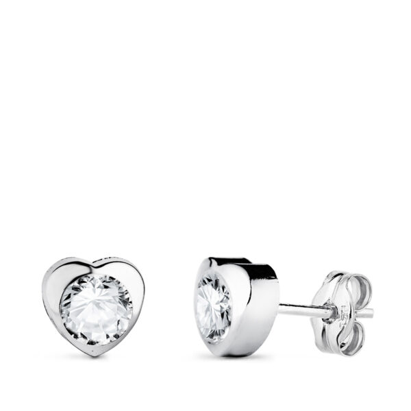 18K PENDIENTES ORO BLANCO CORAZON CON CIRCONITA. MEDIDA: 6 X 6 MM CIERRE PRESION