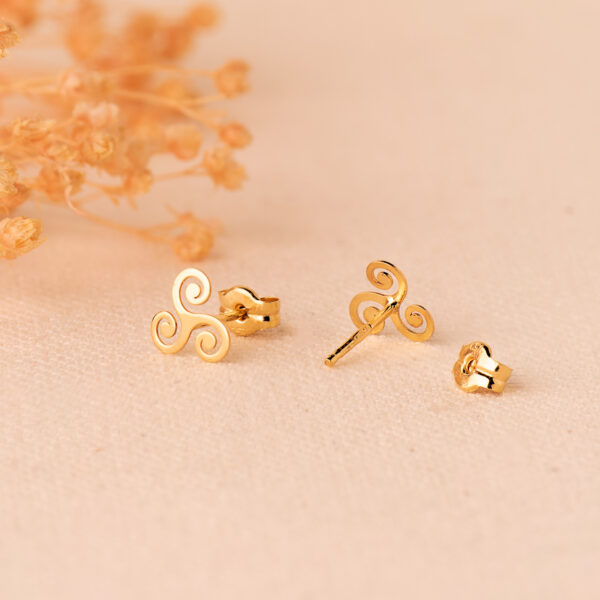 18K PENDIENTES ORO AMARILLO TRISQUEL BRILLO 7 X 7 MM. CIERRE PRESION - Imagen 2