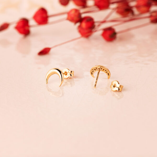 18K PENDIENTES ORO AMARILLO MEDIA LUNA LISA 7.5 X 6 MM. CIERRE PRESION - Imagen 2