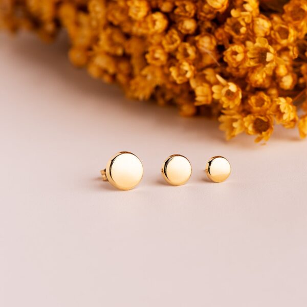 18K PENDIENTES ORO AMARILLO REDONDOS BRILLO 4,5 MM. CIERRE TUERCA - Imagen 3