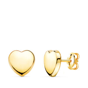 18K PENDIENTES ORO AMARILLO CON CORAZON BRILLO 8X8 MM. CIERRE PRESION