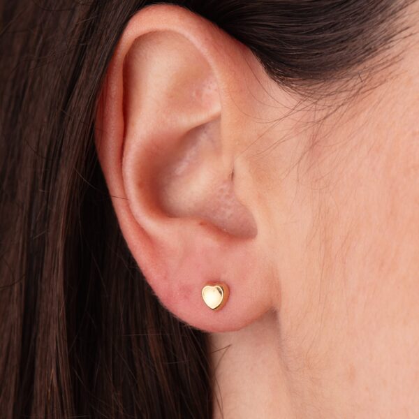 18K PENDIENTES ORO AMARILLO REDONDO CONCAVO EN BRILLO 5X5 MM. CIERRE TUERCA - Imagen 2