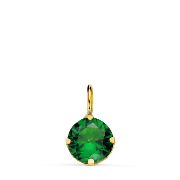 18K COLGANTE ORO AMARILLO REDONDO CON PIEDRA COLOR VERDE. MEDIDA: 6 MM.
