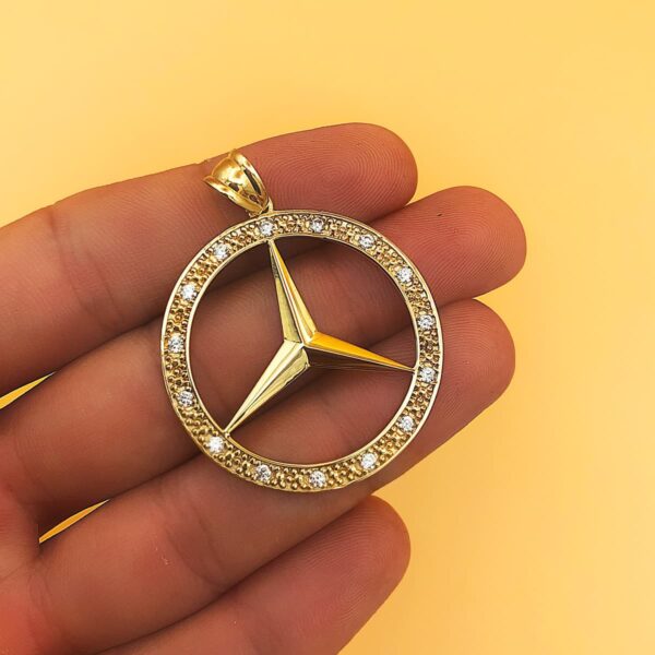 18K MEDALLA ORO AMARILLO ESTRELLA CON CERCO Y CIRCONITA 35 MM - Imagen 3