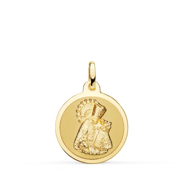 18K MEDALLA ORO AMARILLO VIRGEN DE LOS DESAMPARADOS MATE Y BRILLO 18 MM