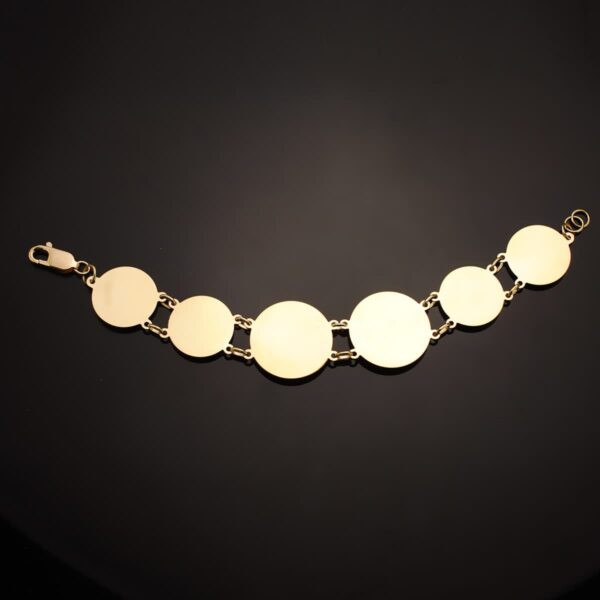 18K PULSERA ORO BICOLOR CON MEDUSAS DE 25 Y 20 MM EN BRILLO LARGO 20.5 CM - Imagen 2