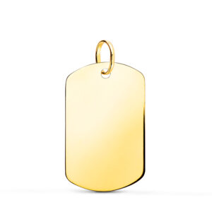 18K CHAPA ORO AMARILLO MILITAR RECTANGULAR EN BRILLO. 24 X 16 MM
