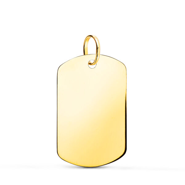 18K CHAPA ORO AMARILLO MILITAR RECTANGULAR EN BRILLO. 24 X 16 MM