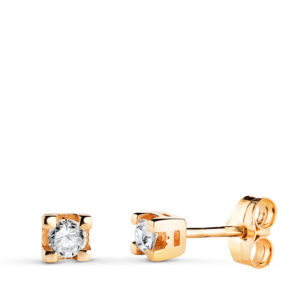 18K PENDIENTES ORO AMARILLO DIAMANTES TALLA BRILLANTE 2,75 MM 0,20 QTS. SI-H CIERRE PRESION 3,5X3,5 MM