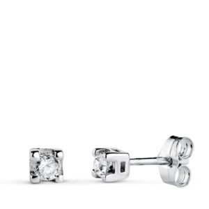 18K PENDIENTES ORO BLANCO DIAMANTES TALLA BRILLANTE 2,75 MM 0,20 QTS. SI-H CIERRE PRESION 3,5X3,5 MM