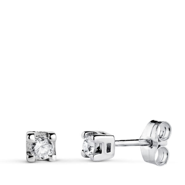 18K PENDIENTES ORO BLANCO DIAMANTES TALLA BRILLANTE 2,75 MM 0,20 QTS. SI-H CIERRE PRESION 3,5X3,5 MM