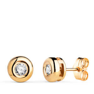 18K PENDIENTES ORO AMARILLO 7 MM DIAMANTES 3,40 MM 0,300 QTS VS2-G. CIERRE PRESION