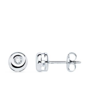 18K PENDIENTES CHATON ORO BLANCO DIAMANTES 2,20 MM 0,100 QTS.G-VS2. CIERRE PRESION 6 MM