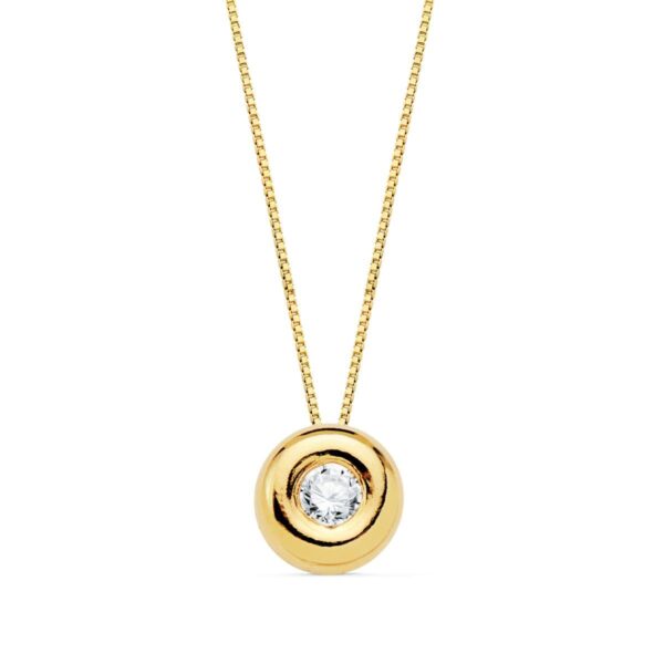 18K COLLAR ORO AMARILLO 42CM CHATON 6,5 MM DIAMANTE 0,100 QTS. VS2-G